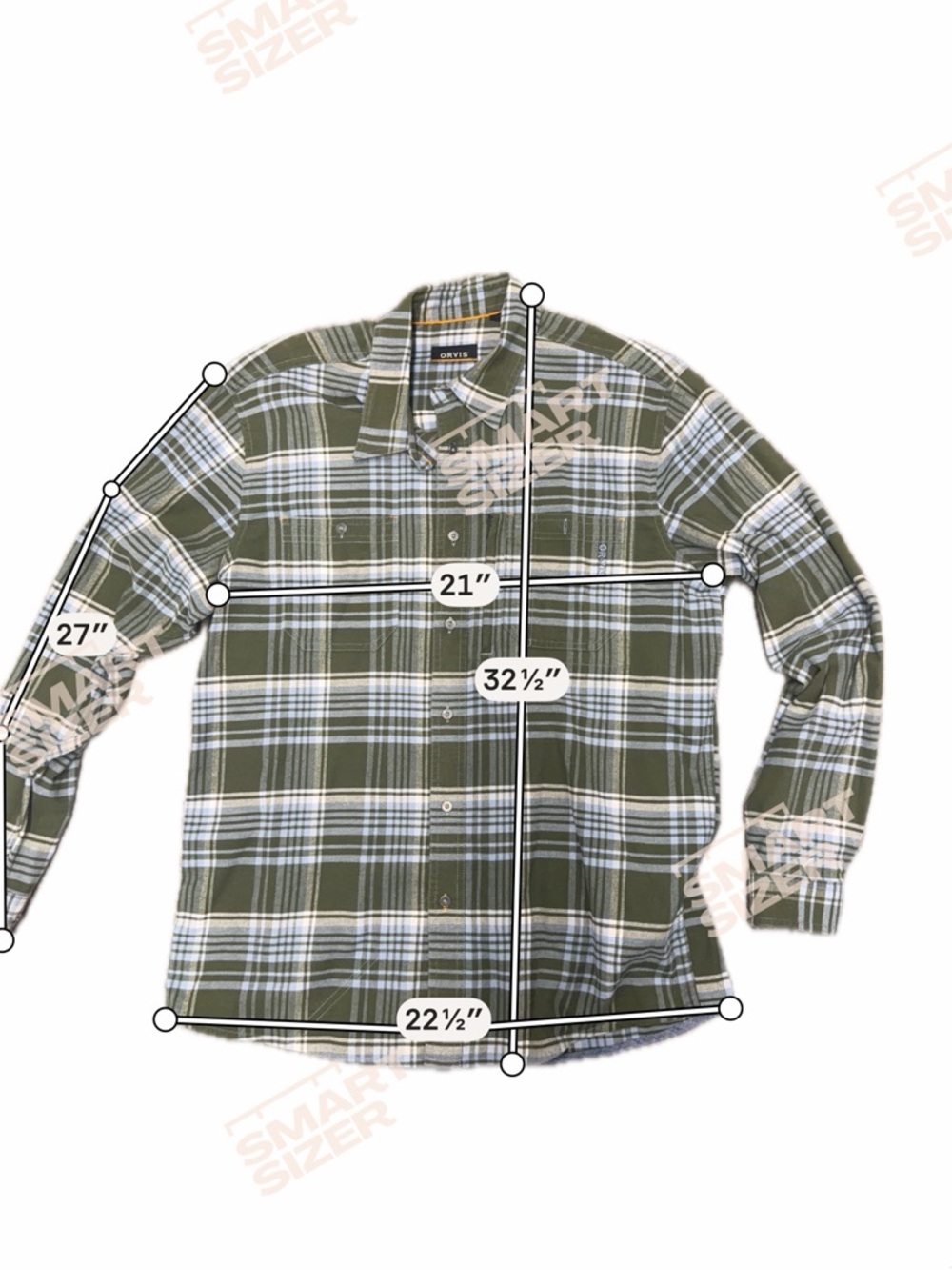 Orvis Flannel Shirt Men's large Green Plaid Long Sleeve Button Up - Picture 5 of 6